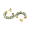 Real 18K Gold Plated 304 Stainless Steel with Glass Ring Stud Earrings EJEW-Z026-18G-03-2