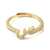 Rack Plating Brass Cubic Zirconia Arabic Letters Adjustable Rings for Women RJEW-S407-10G-07-2