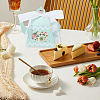 12Pcs 4 Styles Flower Printed 3D Teapot Shaped Paper Candy Gift Boxes with Ribbon DIY-SP0006-38-5