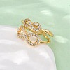 Brass Micro Pave Cubic Zirconia Adjustable Cuff Rings RJEW-C141-01G-3