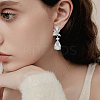 1 Pair Brass Clear Cubic Zirconia Teardrop Dangle Stud Earrings EJEW-LP0001-76-4