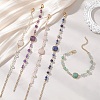 Natural Gemstone Link Chain Bracelets for Women BJEW-JB13315-1