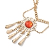 Alloy Cubic Zirconia Flower Tassel Bell Chain Belts for Women AJEW-D300-01G-3