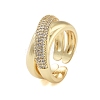 Rack Plating Brass Pave Cubic Zirconia Rings for Women RJEW-B064-09G-1
