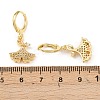Leaf Brass Micro Pave Clear Cubic Zirconia Hoop Earrings EJEW-B154-01G-5