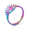 Ion Plating(IP) 201 Stainless Steel Evil Eye Adjustable Ring for Women RJEW-K238-13M-3