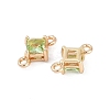 Brass Pave Glass Rhombus Links Connector Charms GLAA-Q088-001I-2
