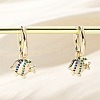 Brass Clear Cubic Zirconia Hoop Earrings EJEW-Q014-26G-4