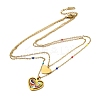 304 Stainless Steel & Plastic Colorful Heart Pendant Double Layer Necklaces for Women NJEW-U032-11G-4