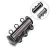 3-Strands 6-Holes Tube Brass Magnetic Slide Lock Clasps X-KK-D473-B-NF-1