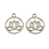 Tibetan Style Flat Round with Lotus Alloy Pendants LS-TIBEP-Q043-300-RS-1