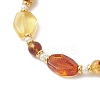 Gradient Color Natural Amber & Shell Pearl Beaded Bracelets for Women BJEW-JB13553-3