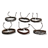 6Pcs 6 Style Adjustable Braided Imitation Leather Cord Bracelet Set with Waxed Cord for Men BJEW-F458-15-2