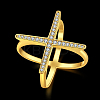 Brass Micro Pave Cubic Zirconia Criss Cross rings RJEW-BB39449-G-9-2