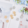 8Pcs 4 Style Flat Round with Flower Brass Micro Pave Clear Cubic Zirconia Stud Earrings Findings KK-DC0002-90-4