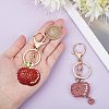 2Pcs 2 Colors Full Rhinestone Apple Keychains KEYC-CA0001-32-3