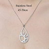 Non-Tarnish 201 Stainless Steel Hollow Teardrop with Sun Pendant Necklace NJEW-OY002-27-3