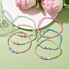 6Pcs 6 Colors Flower Acrylic Stretch Bracelets BJEW-JB10235-01-2