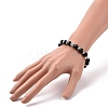 4Pcs 4 Style Natural Eyeless Obsidian & Lava Rock Beaded Bracelets Set BJEW-JB09085-5