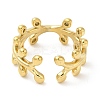 304 Stainless Steel Leafy Branch Open Cuff Ring for Women RJEW-I098-06G-3