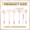 4Pcs 4 Styles Iron Alligator Clips AJEW-LP0010-74-2