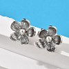 Brass ABS Plastic Imitation Pearl Flower Stud Earrings EJEW-S258-05P-1