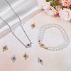 Beebeecraft 8Pcs 2 Colors DIY Brass Micro Pave Clear & Blue Cubic Zirconia Connector Charms DIY-BBC0001-28-4