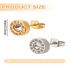 4Pcs 2 Colors 304 Stainless Steel Flat Round Stud Earrings EJEW-LP0001-44-2