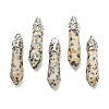 Bullet Natural Dalmatian Jasper Pointed Pendants G-E332-C34-2