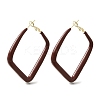 Brass Rhombus Hoop Earrings LS-EJEW-A121-12E-G-2