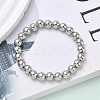 Brass Round Beaded Stretch Bracelets for Men Women BJEW-B148-05E-P-1
