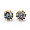 Electroplate Natural Druzy Quartz Crystal Stud Earrings EJEW-I216-01G-RS-2