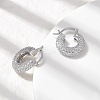 Brass Micro Pave Clear Cubic Zirconia Flat Round Hoop Earrings EJEW-K318-04B-P-3