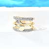 Brass Micro Pave Cubic Zirconia Cuff Rings RJEW-V007-05GP-1