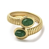 Green Natural Dyed Jade Snake Open Cuff Ring RJEW-C036-01B-G-2