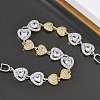 Heart Micro Pave Clear Cubic Zirconia Link Chain Bracelets for Women BJEW-C156-08B-PG-3