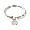 304 Stainless Steel Saint Benedict Charms Twist Rope Bangle for Women BJEW-P283-06C-2