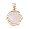 Brass Pave Shell Hexagon Charms KK-Q816-02G-1