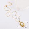 Chic Design Oval 304 Stainless Steel with Imitation Pearl Pendant Necklaces for Women AA0012-5