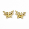 Brass Pave Clear Cubic Zirconia Connector Charms KK-E068-VC087-2
