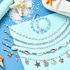 6Pcs 6 Styles Ocean Theme Synthetic Turquoise & Magnesite Beads and Alloy Baseball Cap Chain HJEW-SC0002-34-5