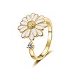 Daisy Enamel Rotatable Cuff Rings for Women RJEW-M016-05G-1