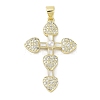 Rack Plating Brass Micro Pave Clear Cubic Zirconia Enamel Pearl
 Pendants KK-R163-01C-G-1