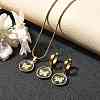 304 Stainless Steel Enamel Pendant Necklaces & Hoop Earring Set for Women SJEW-C007-03G-01-2