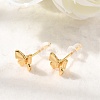 Brass Micro Pave Clear Cubic Zirconia Butterfly Stud Earrings EJEW-C158-16A-G-2