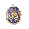 304 Stainless Steel Epoxy Resin with Natural Shell and Sequins Inside Pendants STAS-L026-17G-K04-1