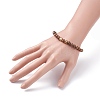 Natural Wenge Wood Round Beaded Stretch Bracelet with Synthetic Hematite for Men Women BJEW-JB07549-03-3