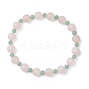2Pcs Natural Green Aventurine & Rose Quartz Round Beaded Stretch Bracelets for Women BJEW-JB11926-3
