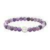 7Pcs 7 Style Natural Mixed Gemstone & Alloy Saint Benedict Beaded Strech Bracelets Set for Women BJEW-JB09346-2