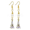 Alloy Enamel Eiffel Tower Dangle Earrings with Imitation Pearl Beaded EJEW-JE05422-02-1